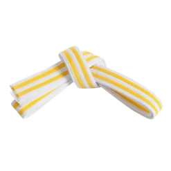Double Wrap Double Striped White Belt