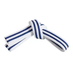 Double Wrap Double Striped White Belt