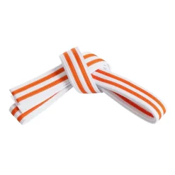 Double Wrap Double Striped White Belt