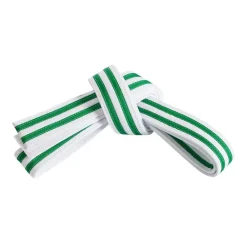 Double Wrap Double Striped White Belt