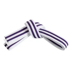 Double Wrap Double Striped White Belt